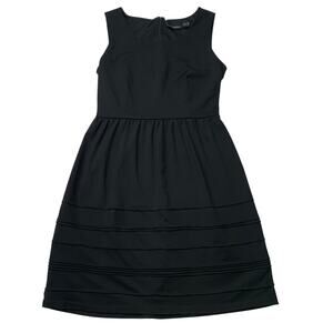 Cynthia Rowley Black Sleeveless A-Line Midi Dress with Band Detailing